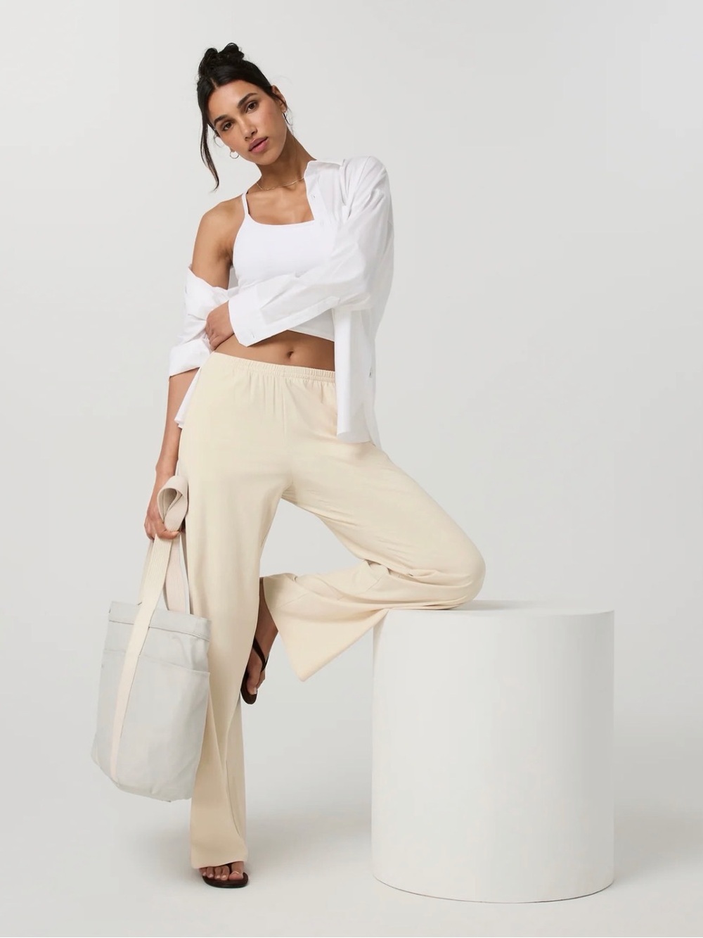 Vuori Cream Wide Leg Lounge Pants